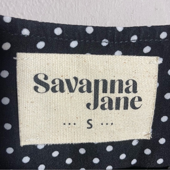 Savanna Jane Black Polka Dot Floral Embroidered Blouse BOHO - Picture 6 of 6